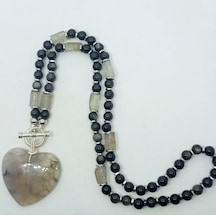 1899 Kalp Akik Gümüş Obsidyen El Yapımı Kolye Çok REnkli