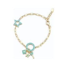 Key Charm Mineli Bileklik Altın