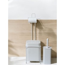 Metalshop Çöp Kovalı Wc Kağıtlık Ve Tuvalet Fırça Seti Beyaz