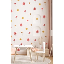 Sarı Ve Pembe Tonlarda Renkli Çiçeklerden Oluşan Sticker Seti 48 Parça Özel Kesimli Mat Sticker Dijital Baskı