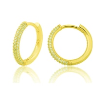 Gümüş Gold Halka Kadın Küpe 14 MM-Gümüş