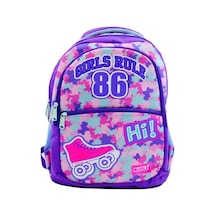 Mikro Muggle Anaokulu Çantası Girls Rule Mor Mu-6801 Çok  Renkli