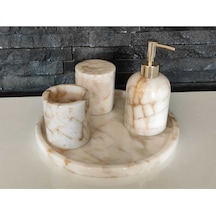 Bal Mermer 4'lü Banyo Seti-2 Beyaz