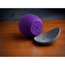 Bezos 3d Baskı Küre Saksı - Kafes Dokulu İki Parçalı Dekoratif Saksı - Mor-gri Bty Standart