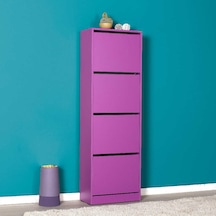 Flat Duo 4 Katlı Ayakkabılık Dolabı - Mor