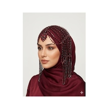 Taşlı Sallantılı Alınlıklı Saç Aksesuarı Gelin,kına,nişan,söz,after,bride,party Bordo - 871609800 Bordo