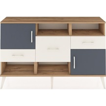 Arges Konsol 3 Raflı 3 Çekmeceli 2 Kapaklı 132x30x83 Çam-antrasit/aytaşı Antrasit/aytaşı