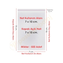 7x10+5 Cm. 7x15 500 Adet Şeffaf Bantlı Yapışkanlı Opp Poşet