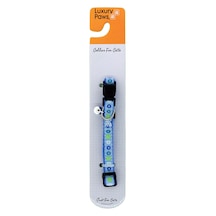 Luxury Paws Desenli Kedi Boyun Tasması Mavi 10mm-30CM