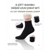 Km Collections 6'lı Set Uzun Bambu Erkek Çorap Siyah