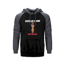 System Of A Down Mezmerize Gri Renk Reglan Kol Kapşonlu Sweatshirt Gri