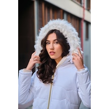Toridas Günlük Kürklü Şişme Kadın Mont 807beyaze2 001