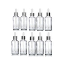 30 Cc Cam Damlalıklı Şeffaf Şişe 30 Cc 30ml X 10 Adet / Ecza Şişesi / Dropper Şişe Gümüş Renk Kapk Şeffaf