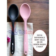 Sert Uçlu Isıya Dayanıklı Silikon 28 Cm Kaşık 2 Adet
