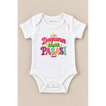 Babylimon Dayısının Küçük Paşası Beyaz Kısa Kollu Çıtçıtlı Bebek Zıbını Beyaz - 930083783 Beyaz