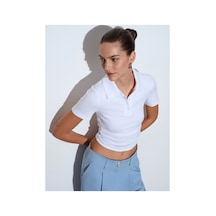 Dilvin 32614 Polo Yaka Top Beyaz