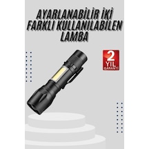 El Feneri Uzun Menzilli Usb Şarj Edilebilir Kamp Lambası Siyah