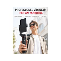 Akıllı Takipli Gimbal Selfie Stick Profesyonel Video Çekim Stabilizatörü Uzayabilir Tripod Bluetooth Düz Renk