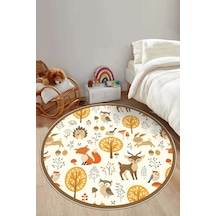 West Home Makinede Yıkanabilir Kaymaz Taban Leke Tutmaz Yuvarlak Çocuk Halısı Oyun Matı Wh 555 Sand Yuvarlak