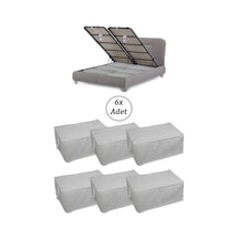6 Adet Kapitoneli Baza Altı Hurç 60x40x22 Beyaz Tela 60 X 40 Beyaz Tr Diğer