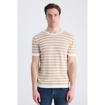 D's Damat Ds Damat Slim Fit Bej Yazlık Rayon Triko T-shirt 4hc0601110042 Bej