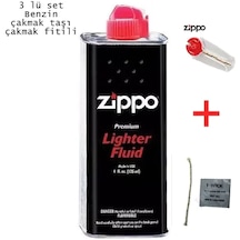 Zippo Benzin 125 Ml + Zippo Çakmak Taşı + Zippo Fitil 3'Lü Set