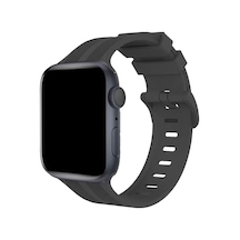 Newface Apple Watch 38mm Kr408 Çizgili Silikon Kordon - Koyu Gri Diğer