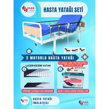 2 Motorlu Mdf Başlıklı Tabanca Korkuluklu Hasta Karyolası Takımı