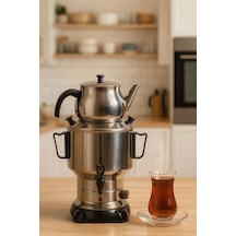 Armağan Çelik Kapaklı Semaver - 4,5 Litre - Gizli Rezistans - 430 Kalite Paslanmaz Çelik - Model 163377132117