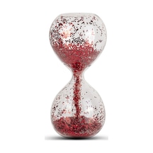 Red Sand Clock Kırmızı Kum Saati Cam Kum Saati Simli Kırmızı Kum Saati Yılbaşı Hediyeleri Yılbaşı Dekor Obje