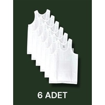 Askılı Erkek Atlet Pamuklu 6'lı Paket Beyaz