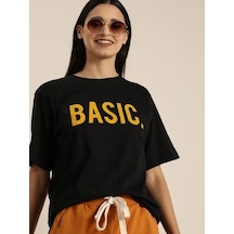 Assema Baskılı Kadın Kısa Kol T-shirt - Siyah Çok Renkli