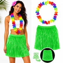 Neon Yeşil Hawaii Etek 40 Cm Ve Rengarenk Hawaii Kolye 4w 78mm & Yok