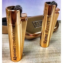 Clipper Kişiye Özel Metal Çakmak Baskı li ve Özel Kutulu Altın