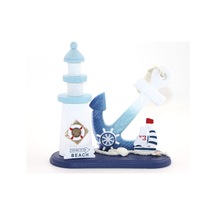 3 Adet Ahşap Marin Çapalı Deniz Feneri Dekoratif Masaüstü Süs, Deniz Temalı Tasarım, Nautical Lighthouse