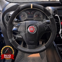 Fiat Fiorino Dikme Direksiyon Kılıfı Alcantara Süet Mat Karbon Bej Yüzük Ve Dikiş 2007-2016
