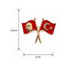 Türk Bayrağı Broş Ay Yıldız Ve Atatürk Figürlü Şık Yaka Aksesuarı Çok Renkli