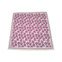Tikitonki Pembe Çapa Figürlü Saten Beyaz Eşarp 90x90 Beyaz Beyaz