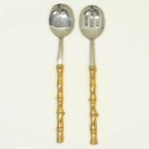 Bambu 2 Parça Salata Servis Seti Altın