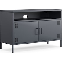 Pera Tv Ünitesi, Tv Dolabı,2 Kapaklı, Açık Raflı 100,50 X 40 X 64,50 Cm Ral 7016 Antrasit