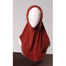 Hürrem Bone Kiremit Pratik Hazır Geçmeli Genç Tesettür Bone Sandy Kumaş Düz Hijab 2312 05 Kiremit