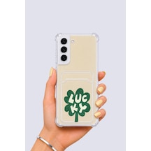 Samsung Galaxy Uyumlu S22 Kartlıklı Lucky Yonca Desenli Kılıf Mh-hs8046-9097