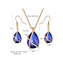 Novahub Siyah Moda Renkli Su Damlası Kristal Takı Seti Kadın Kolye Kolye Küpe Düğün Aksesuarları Siyah Siyah