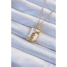 Altın Renk Beyaz Mineli Tarot Kolye - Ebj240920w28233 Akuamarin