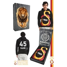 Galatasaray Lisanslı Gs Logolu Kişiye Özel Erkek Sweat Ahşap Kutulu 096 Siyah