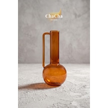 Chacha Home Verdura El Yapımı Üfleme Cam Vazo - Premium Ev Dekorasyon Ithal Dekoratif Cam Vazo 21 X 12 Cm Kiremit