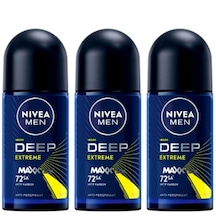 Nivea Deep Extreme Maxx Tech Aktif Karbon 72 Saat Erkek Roll-on Deodorant 3 X 50 Ml
