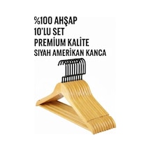 Faravis Atelier 10 Adet Ahşap Vernikli Askılık Elbise Gömlek Kıyafet Askısı Cilalı  Amerikan Kanca Premium Kalite