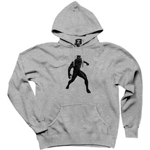 Black Panter Silhouette Gri Kapşonlu Sweatshirt Hoodie