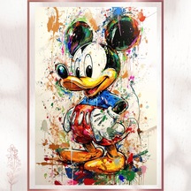 Color Splash Mickey - Renkli Fırça Dokulu Pop Art Pvc Tablo